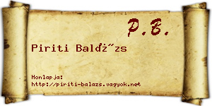 Piriti Balázs névjegykártya